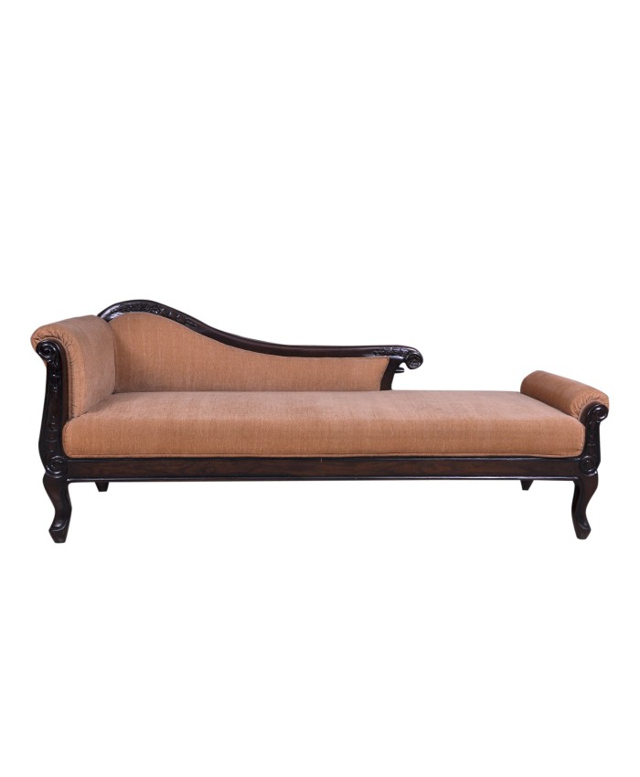 Orange Royal Look Couch With Espresso Wood